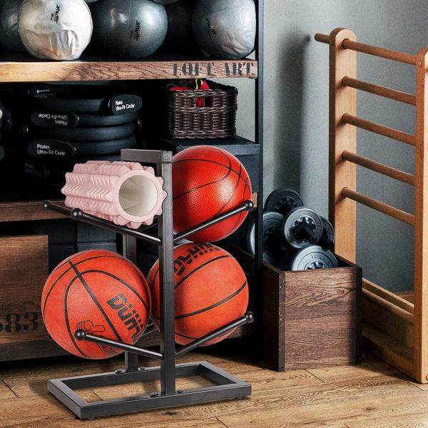 Rebrilliant Basketball Organizers Metal Ball Storage Rack Sports